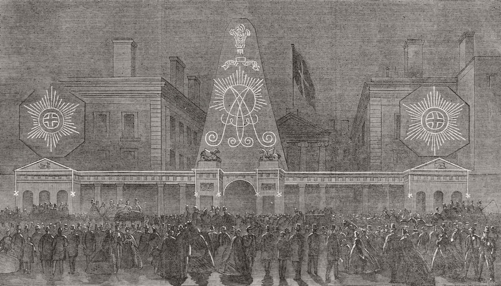 LONDON. Lights. Illumination of Admiralty 1863 old antique print picture